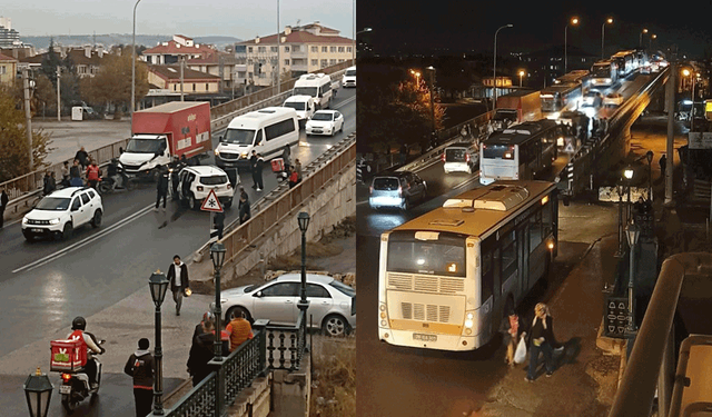 Eskişehir'de köprüde kaza: Trafik kilitlendi, sürücüler çileden çıktı