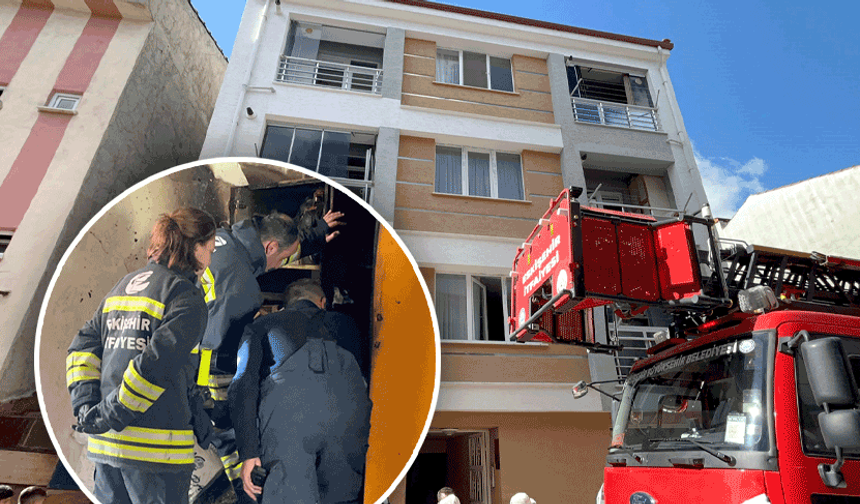 Eskişehir’de apartmanda yangın! Karı koca mahsur kaldı